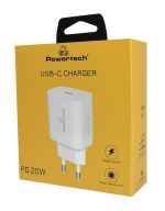 POWERTECH φορτιστής τοίχου PT-1091, USB-C, PD 20W, λευκός