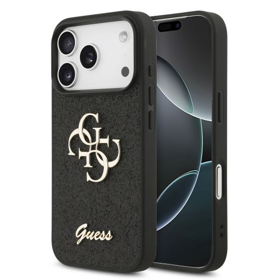 Guess Fixed Glitter Big 4G Logo Case Θήκη προστασίας από σιλικόνη – iPhone 17 Pro (Μαύρο – GUHCP17LHG4SGK)
