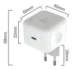 POWERTECH φορτιστής τοίχου PT-1581 με καλώδιο, USB-C, 40 έως 60W, GaN, AVS, λευκός