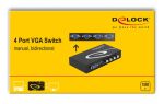 DELOCK VGA switch 87635, 4 ports, bidirectional, Full HD, μαύρο