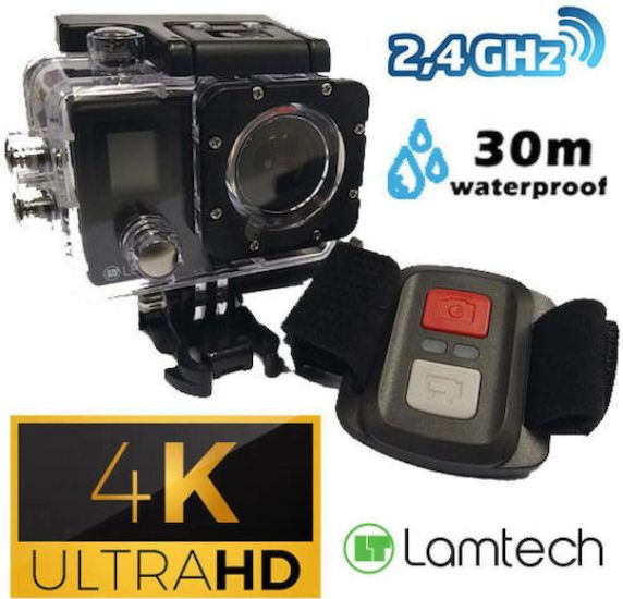 Lamtech LAM021615 Action Camera 4K Ultra HD Υποβρύχια (με Θήκη) και Wi-Fi Μαύρη