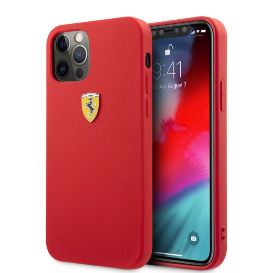 Θήκη Ferrari for Apple iPhone 12 Pro Max On Track Silicone - Red
