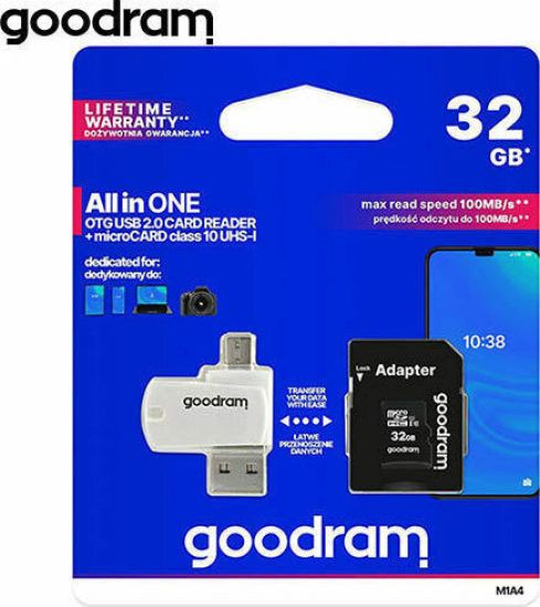 GoodRAM M1A4 microSDHC 32GB Class 10 U1 UHS-I με αντάπτορα