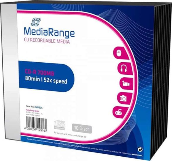 MediaRange CD-R 700MB 60 Min 52x Recordable Cake Box  10χ τμχ (MR205)