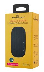 POWERTECH ασύρματο ποντίκι PT-1381, 2.4GHz & Bluetooth, έως 1600DPI, 500mAh, μαύρο