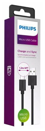 PHILIPS καλώδιο USB σε Micro USB DLC3104U-00, 2A 10W, 1.2m, μαύρο