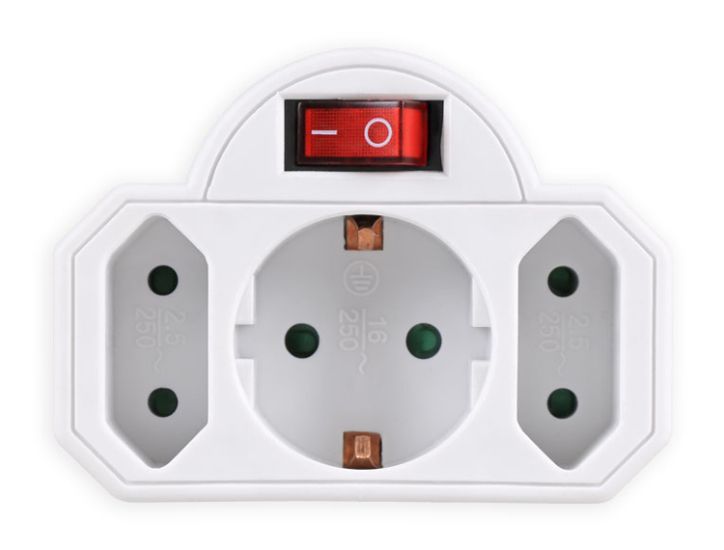 POWERTECH αντάπτορας ρεύματος PT-826, 1x schuko, 2x euro, 16A, λευκός