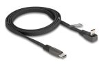 DELOCK καλώδιο USB-C 80751, 60W, flat, γωνιακό, 480 Mbps, 1m, μαύρο