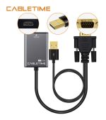 CABLETIME αντάπτορας HDMI σε VGA & USB AV582, 1080p, 0.15m, μαύρος
