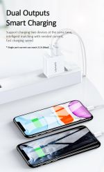 USAMS φορτιστής τοίχου T24 US-CC090, 2x USB, 2.1A, λευκός
