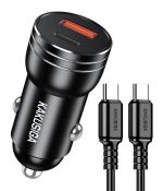 KAKUSIGA φορτιστής αυτοκινήτου KSC-1714 με καλώδιο USB-C, USB/USB-C, 60W, μαύρος