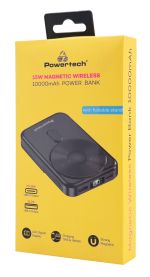 POWERTECH power bank με οθόνη PT-1416, 10000mah, magnetic wireless, 22.5W, μαύρο