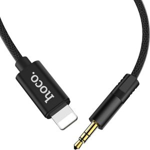 Hoco UPA13 Braided / Regular 3.5mm to Lightning Cable Μαύρο 1m