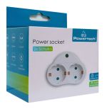 POWERTECH αντάπτορας ρεύματος PT-818, 2x schuko, 250V 16A, λευκός