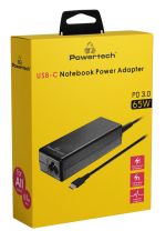 POWERTECH φορτιστής laptop PT-1319, USB-C PD 3.0, universal, 65W, μαύρος