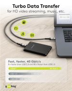 GOOBAY καλώδιο USB-C 74212, USB4, 240W, 40Gbps, 8K/60Hz, 1.5m, γκρι