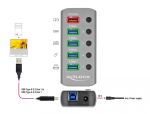 DELOCK USB hub με διακόπτες 63262, 5x USB, 5Gbps, 2.4A, γκρι
