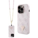 Guess “4G Metal Logo Strass Collection” Crossbody Case Θήκη προστασίας με λουράκι – iPhone 15 Pro (Ροζ – GUHCP15LP4TDSCPP)