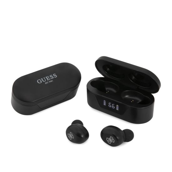 Guess Bluetooth Stereo Headset 5.0 True Wireless Ασύρματα Ακουστικά & θήκη φόρτισης (Μαύρα – GUTWST31EK)