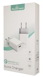 POWERTECH Φορτιστής τοίχου PT-780, 1x USB, 20W, 4A, QC 3.0, λευκός
