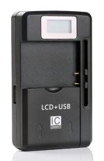 POWERTECH φορτιστής μπαταρίας κινητών QC64 με οθόνη, USB, μαύρος
