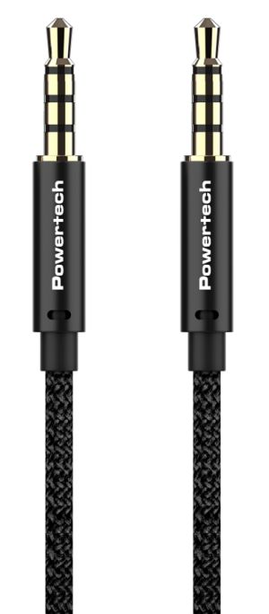 POWERTECH καλώδιο 3.5mm prime PTR-0089, AUX, 4 pin, copper, 1m, μαύρο