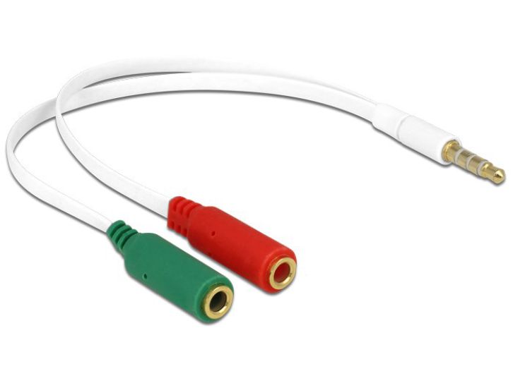 DELOCK Αντάπτορας από 2x 3.5mm 3-pin (F) σε 3.5mm 4-pin (M), λευκός