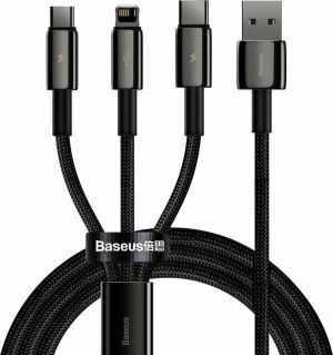 Baseus CAMLTWJ-01 Tungsten Gold Braided USB to Type-C / Lightning / micro USB Cable 3.5A Μαύρο 1.5m