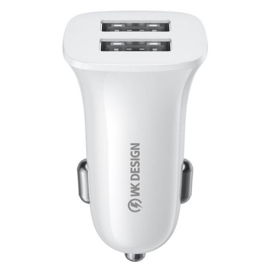 Car Charger WK 12W Dual USB 2.4A White WP-C35