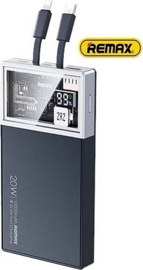 REMAX RPP-507 POWER BANK FLY SERIES USB 20W+22.5W PD+QC POWER DELIVERY WITH CABLE TYPE-C + LIGHTNING 10000MAH BLACK