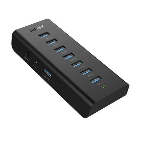Aukey CB-H3 7-Port USB 3.0 Hub With Power Delivery Black