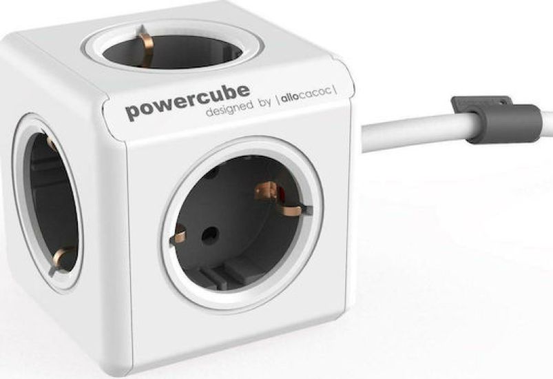 Allocacoc® PowerCube | Extended| Πολύπριζο 5 θέσεων – Γκρι – 1306GY/DEEXPC