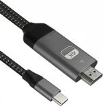 Powertech Braided USB-C male - HDMI male Copper 1.8m