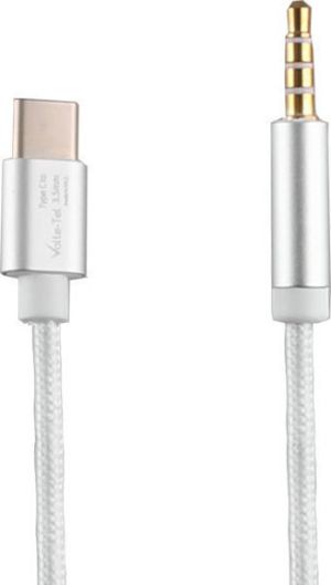 Volte-Tel 8228735 Braided USB 2.0 Cable USB-C male - 3.5mm male Λευκό 1m
