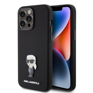 Karl Lagerfeld Ikonik Metal Pin Hard Case Θήκη προστασίας από σιλικόνη – iPhone 15 Pro Max (Black – KLHCP15XSMHKNPK)