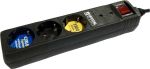 Crystal Audio CP3-1300-70 Πολύπριζο Ασφαλείας 3 Θέσεων με Διακόπτη και Καλώδιο 1.5m Μαύρο