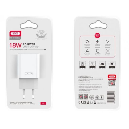 XO ΦΟΡΤΙΣΤΗΣ ΤΑΞΙΔΙΟΥ L103 QC3.0 18W, 1 ΘΥΡΑ