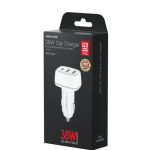 Car Charger WK 38W PD+Dual USB QC3.0+3.0A White WP-C34