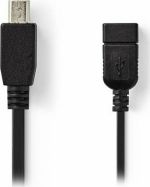 Nedis USB 2.0 Cable USB-A male - USB-B female 0.2m (CCGP60315BK02)