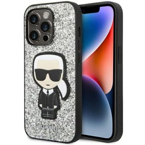 Karl Lagerfeld Glitter Flakes Ikonik Back Cover Πλαστικό Ασημί (iPhone 14 Pro Max) (KLHCP14XGFKPG)