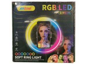 Andowl Q-MG35 RGB Ring Light 20.32cm με Επιτραπέζιο Τρίποδο και Βάση για Κινητό