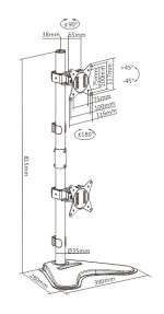 BRATECK βάση γραφείου LDT66-T02V για 2 οθόνες 17"-32", 9kg ανά οθόνη