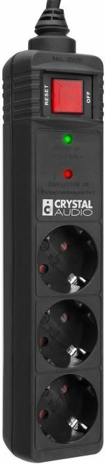 Crystal Audio CP3-1300-70 Πολύπριζο Ασφαλείας 3 Θέσεων με Διακόπτη και Καλώδιο 1.5m Μαύρο