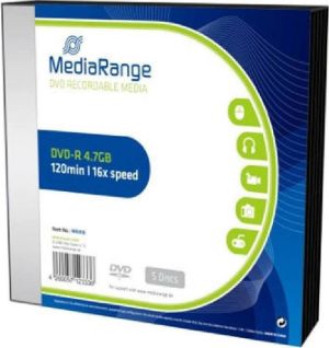 MediaRange DVD-R 4.7GB 120 Min 16x Recordable Cake Box  5χ τμχ (MR418)