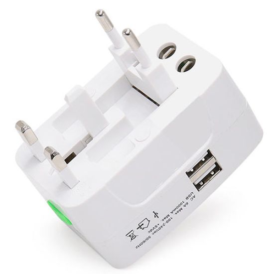 LAMTECH LAM073050 TRAVEL ADAPTER WITH 2 USB PORTS & 4 DIFFERENT PLUGS