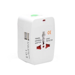 Universal travel adapter – Φορτιστής με 2xUSB, 2.4A, EU/US/UK/AU Λευκός
