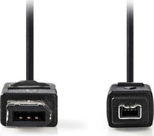 Nedis CCGP62100BK20 FireWire Cable 4-pin male - 6-pin male 2m