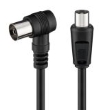 POWERTECH καλώδιο κεραίας RF αρσενικό - RF θηλυκό CAB-V041, γωνιακό, μαύρο, 1.5m