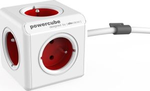 Allocacoc 1307/DEEXPC Extended PowerCube 5 Θέσεων με Καλώδιο 3m Κόκκινο